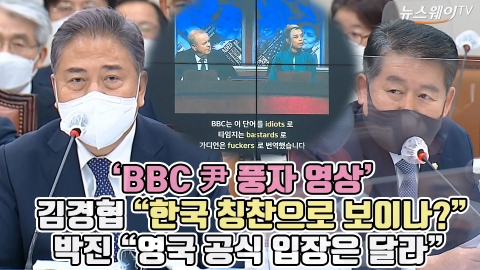 'BBC 尹 풍자 영상' 튼 김경협 "한국 칭찬으로 보이나?" 박진 "영국 공식 입장은 달라"