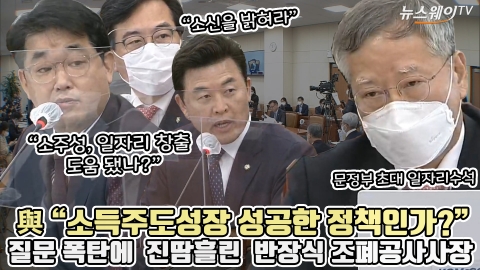 與 &quot;소득주도성장 성공한 정책인가?&quot; 질문 폭탄에 진땀 흘린 반장식 조폐공사사장