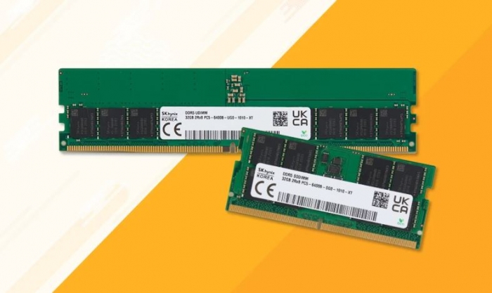 SK하이닉스의 DDR5 6400Mbps 속도의 32GB UDIMM(위), SODIMM(아래). 사진=SK하이닉스 뉴스룸