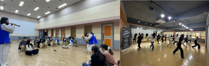 (좌)지역 전문 예술단체 '얼쑤' 일일예술클래스 운영 모습 (우)'빛고을댄서스' 일일예술클래스 운영 모습