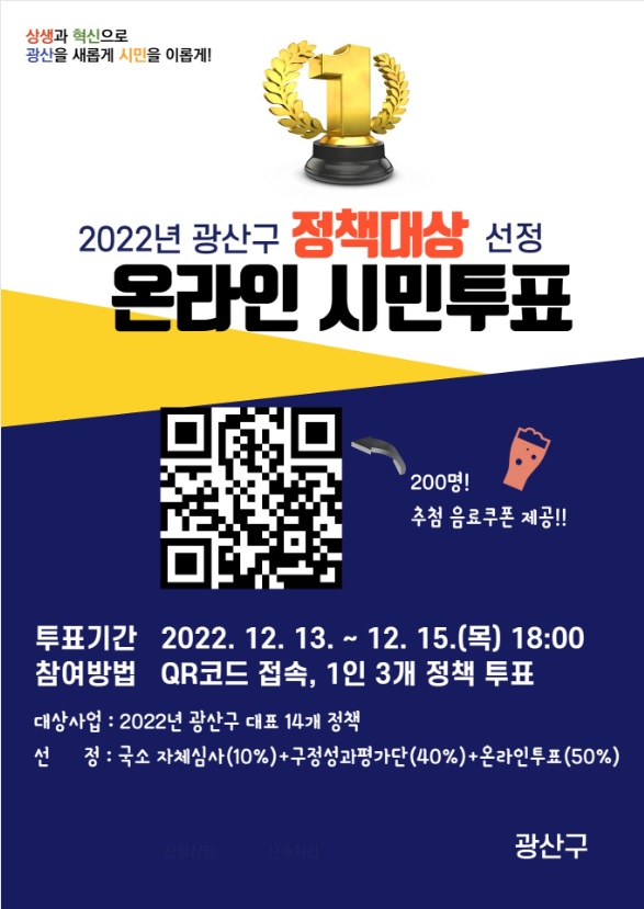 광산구, 2022년 정책대상 온라인 시민투표 실시