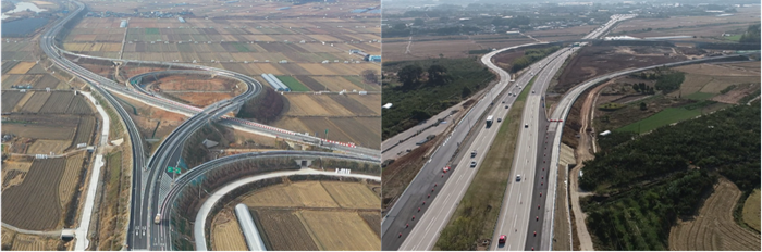 (좌)남광산나들목 (우)남장성분기점