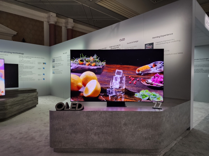 삼성전자 OLED TV 77형이 '삼성 퍼스트 룩 2023' 행사에서 최초로 공개됐다. 사진=이지숙 기자