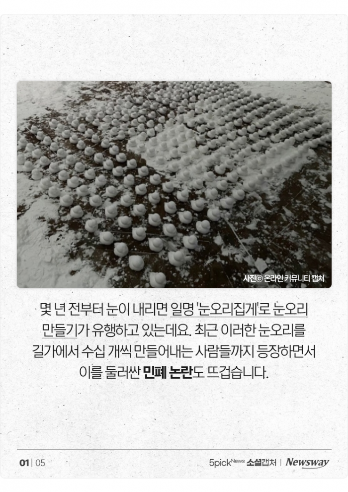 '오리둥절' 눈오리 논란···"민폐다" vs "어차피 있던 눈" 기사의 사진