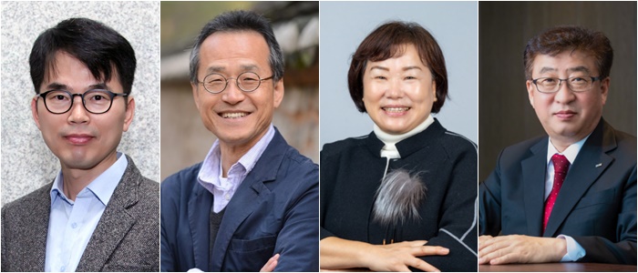 (왼쪽부터)박제근 서울대 교수, 최재천 이화여대 석좌교수, 서정화 열린여성센터 원장, 박한오 ㈜바이오니아 대표이사. 사진=포스코 제공