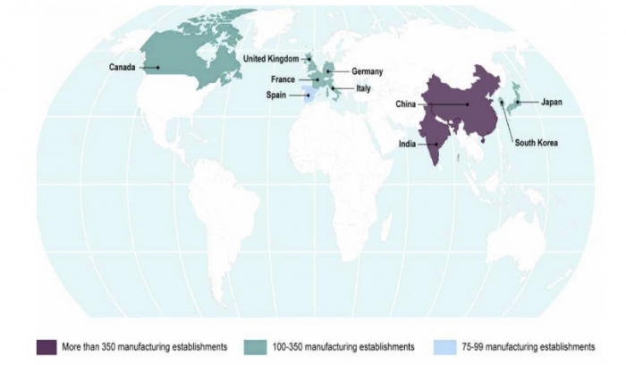 미국 시장에 공급되는 해외 의약품 생산시설 상위 10개국(2021년 기준). 자료=한국바이오협회 제공