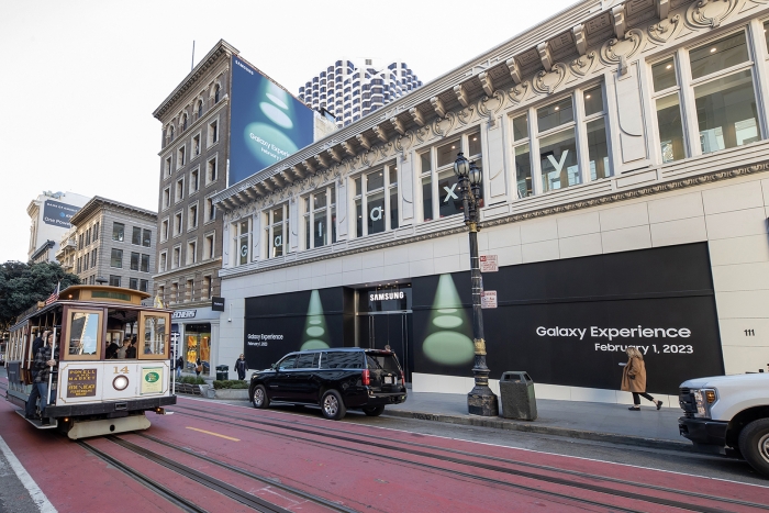 2월1일(현지시간) 갤럭시 언팩이 개최되는 미국 샌프란시스코 머소닉 오디토리움의 전경 사진=삼성전자 제공