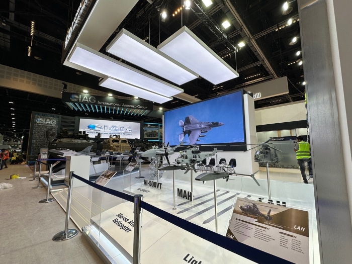 아이덱스(IDEX) 2023에 마련된 KAI 부스 전경. 사진=KAI 제공