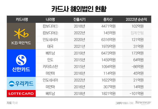 "국내 실적 뒷걸음질"···카드사, 해외법인 확장에 힘준다