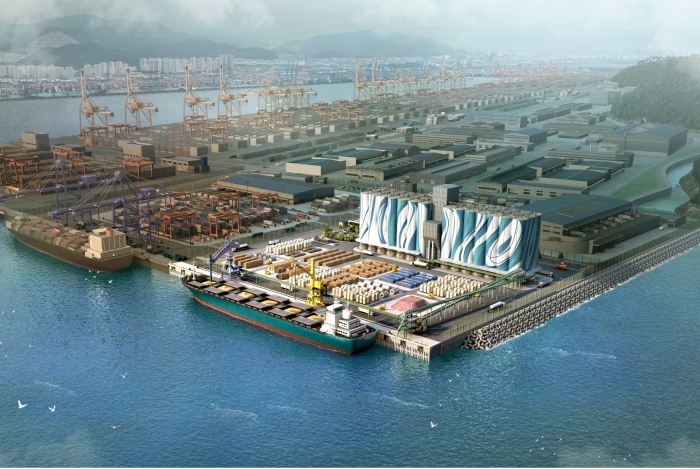 부산항 신항 양곡부두 사업 예상 조감도. 사진=한양 제공