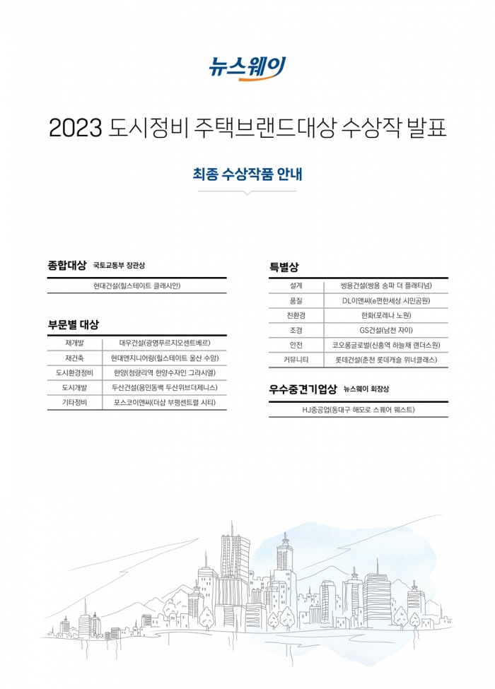 '2023 도시정비 주택브랜드대상' 한국프레스센터서 28일 시상식 기사의 사진