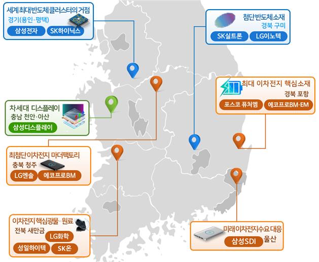 국가첨단전략산업 특화단지 지정(안). 그래픽=산업통상자원부 제공