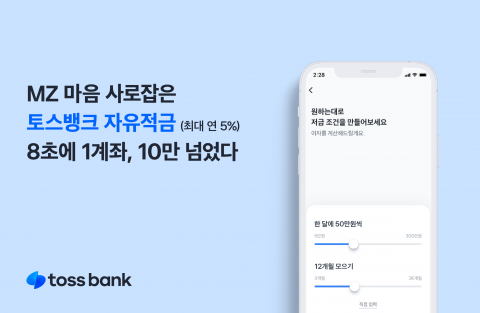 &quot;8초당 1명씩&quot;···토스뱅크 자유적금, 출시 9일 만에 10만좌 돌파