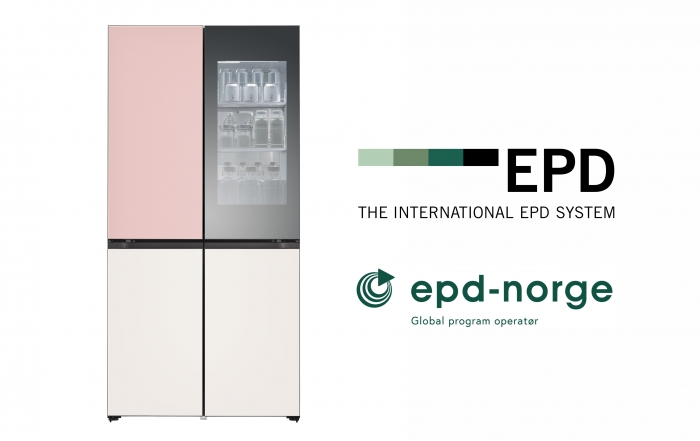 LG전자의 프리미엄 냉장고 'LG 디오스 오브제컬렉션 냉장고'가 환경성적표지(EPD) 인증인 '인터내셔널 EPD'를 획득했다. 사진=LG전자 제공