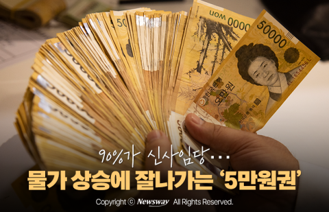 90%가 신사임당···물가 상승에 잘나가는 '5만원권'