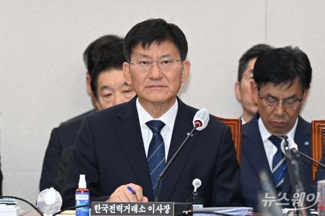 의원 질의 경청하는 정동희 한국전력거래소 이사장