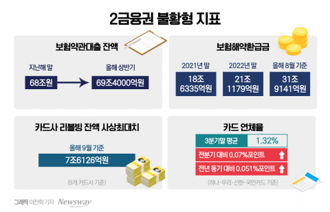 &quot;보험료 낼 돈 없고, 카드 막기도 버겁다&quot;···2금융권 불황 지표 급증