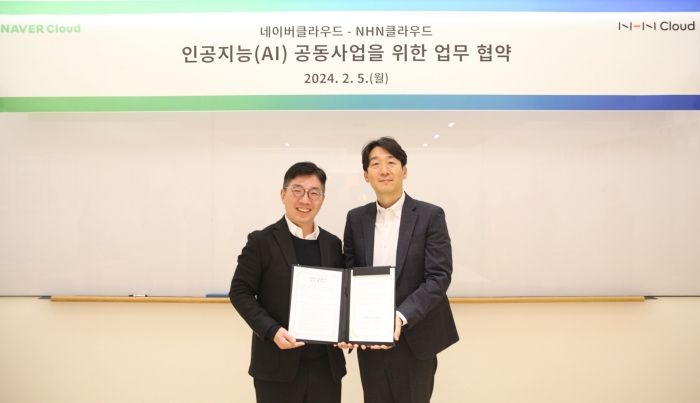 (왼쪽부터) 김유원 네이버클라우드 대표, 김동훈 NHN클라우드 대표. 사진=네이버클라우드 제공