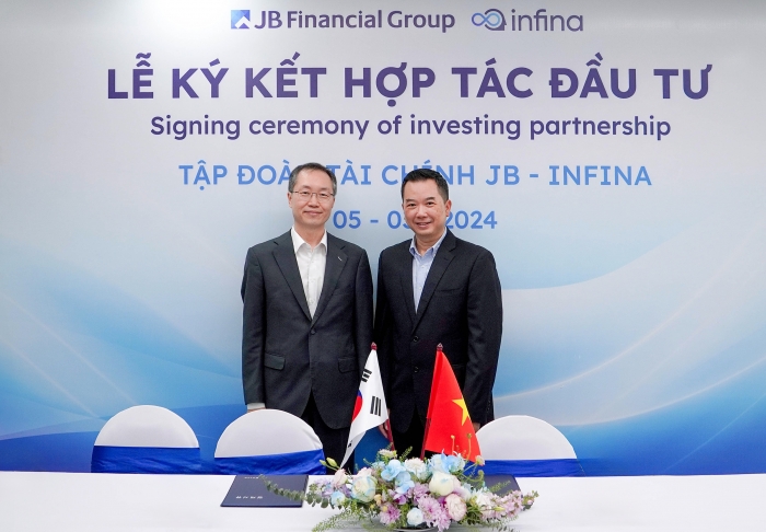 JB금융지주는 베트남 금융플랫폼인 인피나와의 파트너십을 위한 전략적 투자계약을 체결했다. 사진=JB금융지주 제공