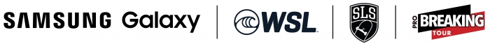 월드서프리그(WSL)·스트리트 리그 스케이트보딩(SLS)·프로 브레이킹 투어(PBT) 로고 이미지. 사진=삼성전자 제공