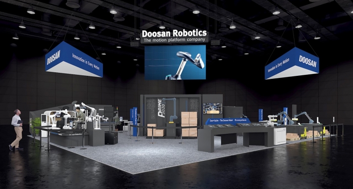 두산로보틱스 부스 랜더링 이미지. 사진=두산로보틱스 제공