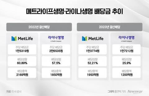 금융당국 보험사 '배당 자제' 압박에···메트라이프·라이나, 배당성향 낮췄다