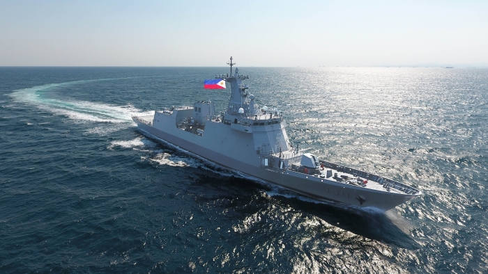 HD현대중공업이 2020년 필리핀 해군에 인도한 호위함인 호세리잘함의 운항 모습. 사진=HD현대중공업 제공