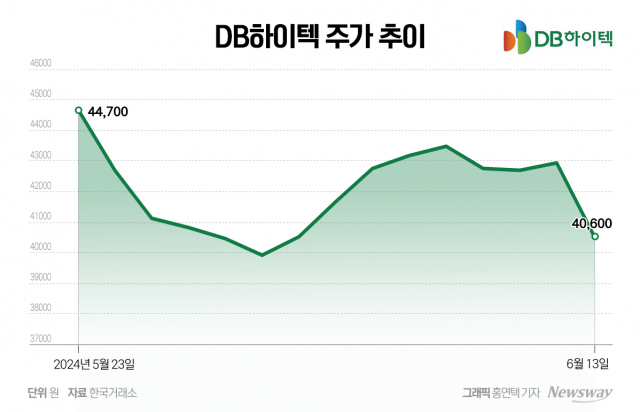 '코스피200 제외' 주가 추락한 DB하이텍···외국인·개인 '줍줍'