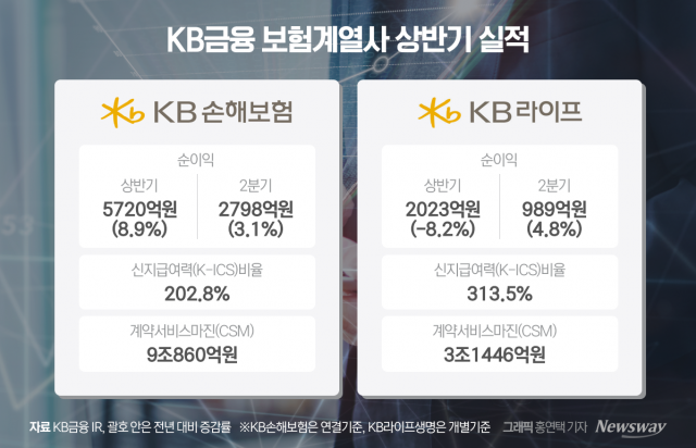 KB금융 보험 계열사 엇갈린 성적표···손보 '웃고' 생보 '울고'