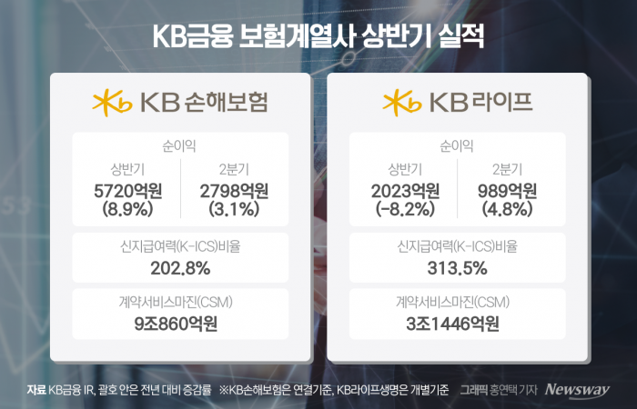 KB금융 보험 계열사 엇갈린 성적표···손보 '웃고' 생보 '울고' 기사의 사진