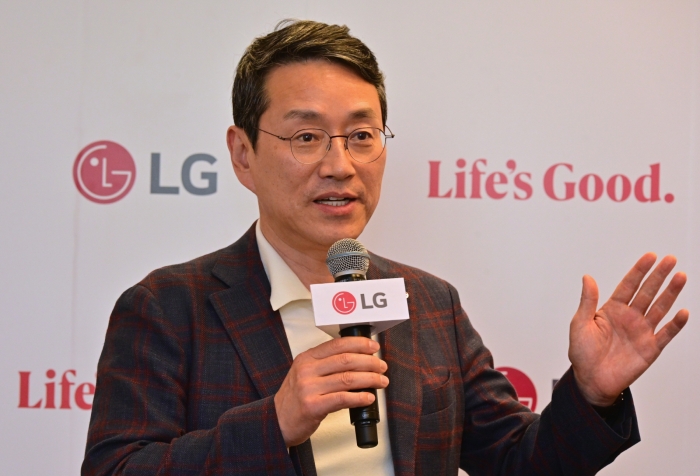 조주완 LG전자 CEO(최고경영자) 사장이 IFA 2024가 열린 독일 베를린에서 기자회견을 진행하는 모습. 사진=LG전자 제공