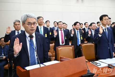 국정감사 증인선서하는 윤희성 한국수출입은행장