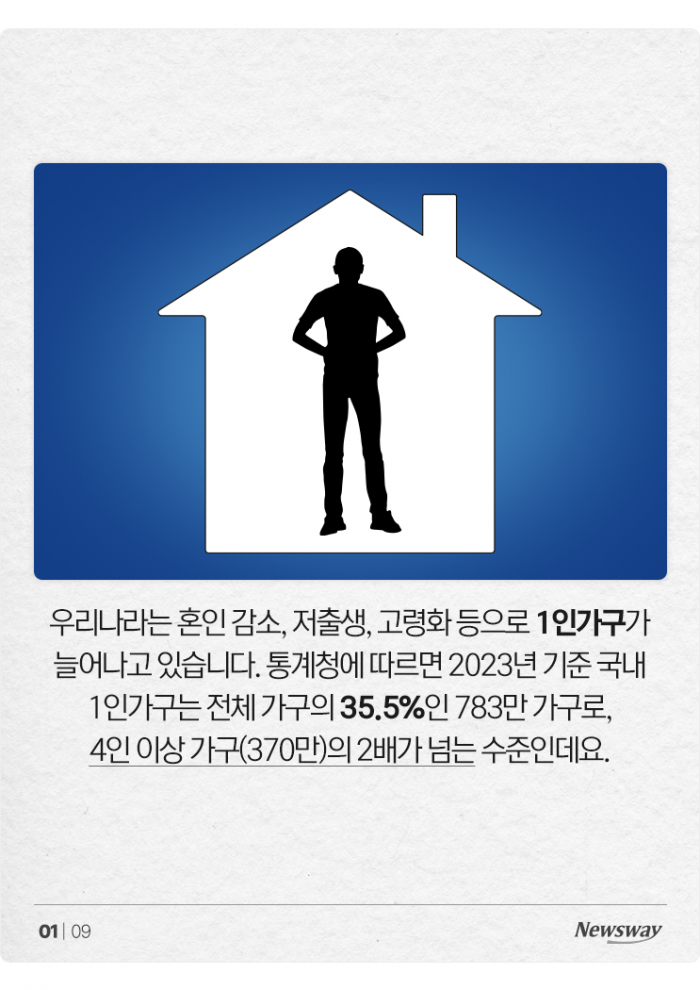 '빌라·월세 늘었다' 1인가구, 2년 전과 비교해보니 기사의 사진