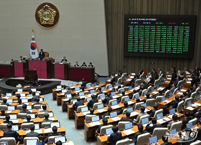 10일 오후 서울 여의도 국회에서 열린 제418회국회(정기회) 18차 본회의에서 '상속세 및 증여세법 일부개정법률안'을 투표하고 있다. 사진=이수길 기자 Leo2004@newsway.co.kr