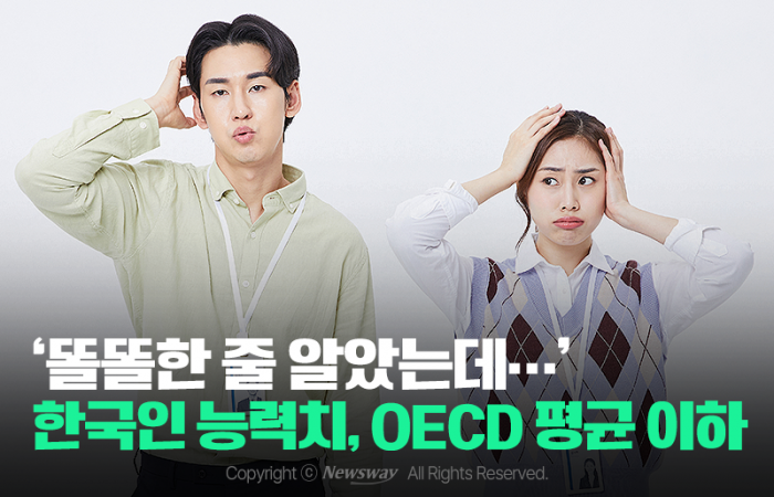 '똘똘한 줄 알았는데···' 한국인 능력치, OECD 평균 이하 기사의 사진