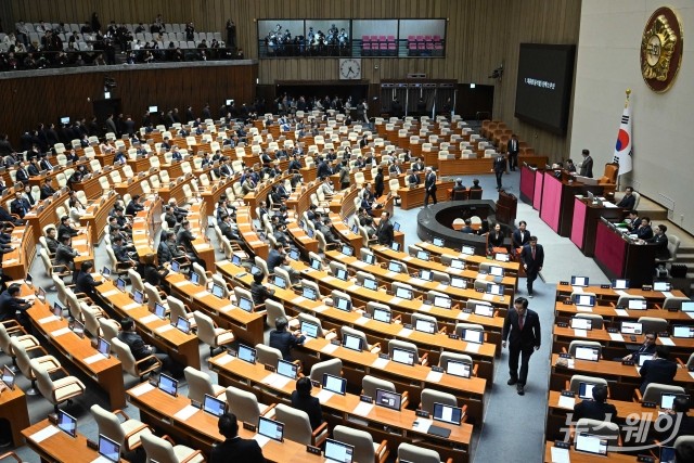 尹대통령 탄핵소추안 표결 진행된 국회 본회의장