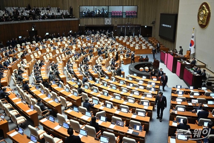 '대통령(윤석열) 탄핵소추안'에 대한 표결이 14일 오후 서울 여의도 국회 본회의에서 열린 '제419회국회(임시회) 제419-4차(의사일정)'에서 열리고 있다. 사진=강민석 기자 kms@newsway.co.kr