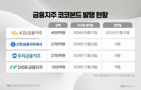 &quot;우려와 기대 사이&quot;···'코코본드' 늘리는 금융지주들