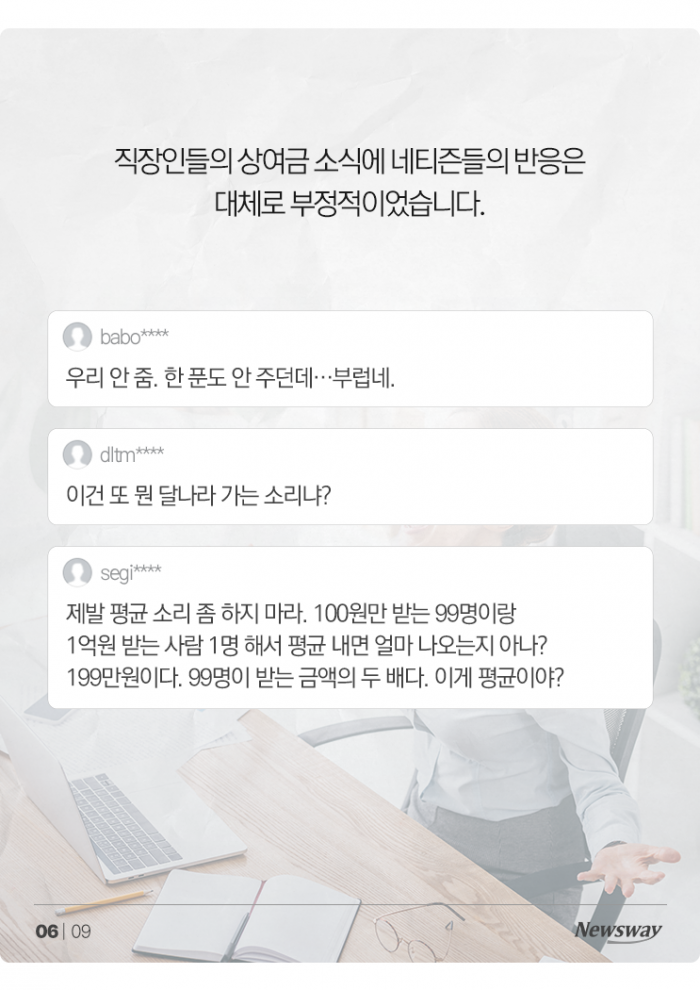 '직장인 평균 상여금 1069만원' 소식에 네티즌들 뿔난 이유 기사의 사진