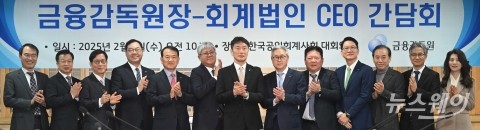 회계법인 대표들과 기념촬영 갖는 이복현 금감원장