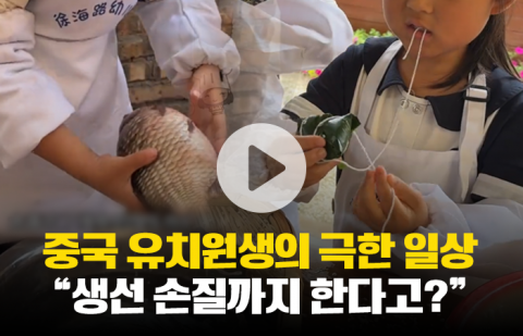 중국 유치원생의 극한 일상 &quot;생선 손질까지 한다고?&quot;
