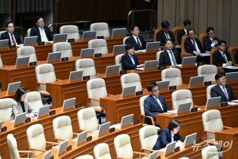 경제분야 대정부질문 참석한 최상목·유상임·송미령·안덕근·박상우·김병환·한기정