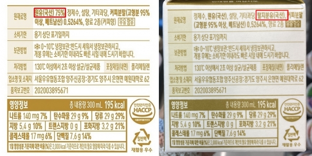 '가격 7.5% 인상' 서울우유 가공유, 원유 줄이고 탈지분유 넣었다