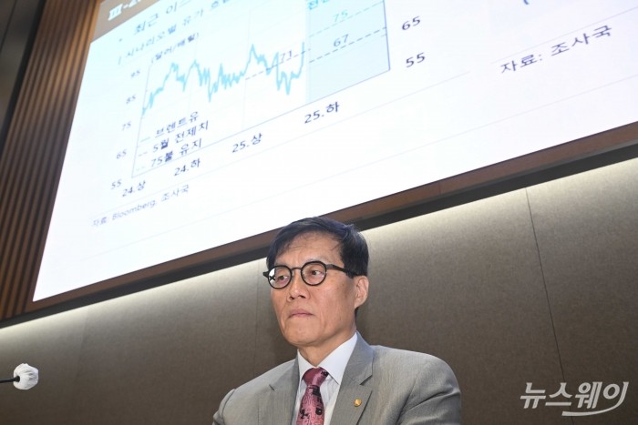 이창용 한국은행 총재가 18일 오후 서울 중구 한국은행에서 열린 2025년 상반기 물가설명회에서 자료를 살펴보고 있다. 사진=강민석 기자 kms@newsway.co.kr