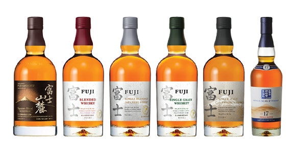 일본 프리미엄 위스키 브랜드 후지(Fuji) 6종 라인업 제품. 사진=하이트진로 제공