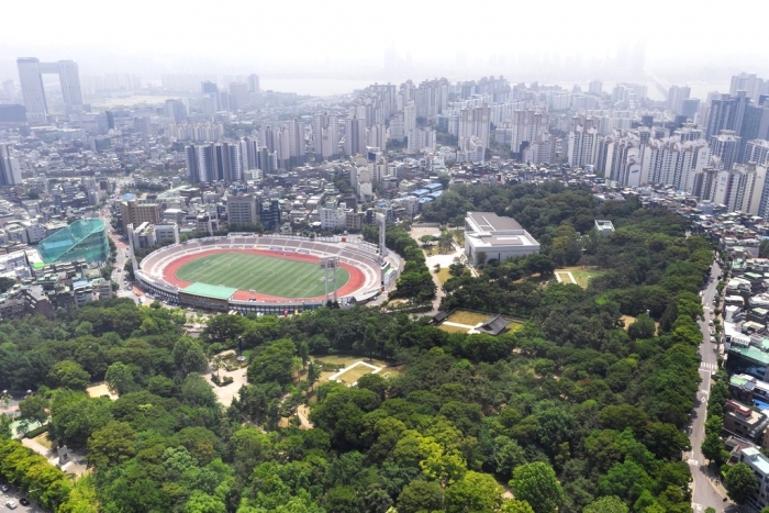 상공에서 내려다본 서울 효창공원 전경. 사진=용산구청