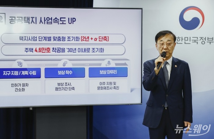 김윤덕 국토교통부 장관이 7일 서울 종로구 정부서울청사에서 주택공급 확대방안 브리핑을 하고 있다. 사진=이수길 기자 Leo2004@newsway.co.kr