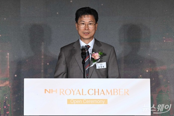강태영 NH농협은행장이 16일 오전 서울 서대문구 NH농협은행 본점에서 열린 프리미엄 종합자산관리 라운지 개장식에서 환영사를 하고 있다. 사진=강민석 기자 kms@newsway.co.kr
