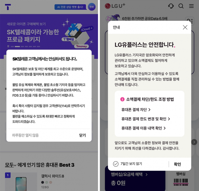 SKT·LGU+ "우린 안전합니다"...또 고개든 해킹 '공포마케팅'