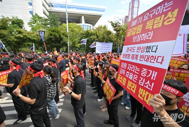 금감원 비대위 "9000개 법조문 이틀만에, 졸속 입법"···17년 만에 국회 집회